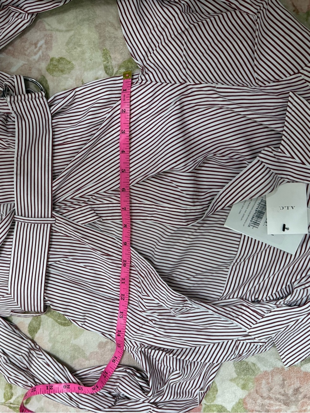 A.L.C NWT Suri Stripped Wrap Ruffle Belted Dress - Picture 9 of 12